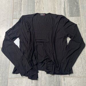 Young at Heart Lightweight Open Waterfall Front Cardigan Black Size Small